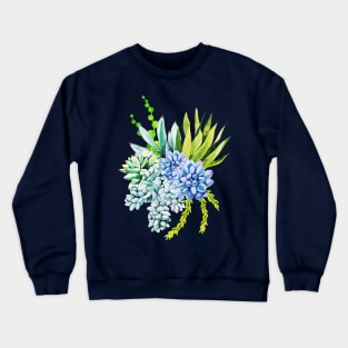 Watercolor succulent bouquet Crewneck Sweatshirt